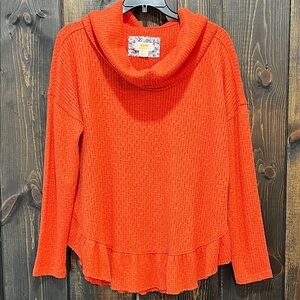 Anthropologie Maeve Winterscape‎ Cowl Neck Oversized Thermal Waffle Knit Size S
